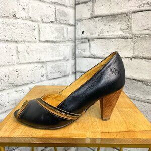 Fly Girl London Pump Brown Leather Retro Cone High Heels